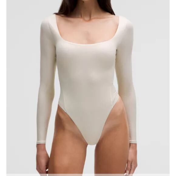Lululemon Wundermost Nulu SquareNeck LongSleeve Bodysuit Shines size L - Picture 1 of 6